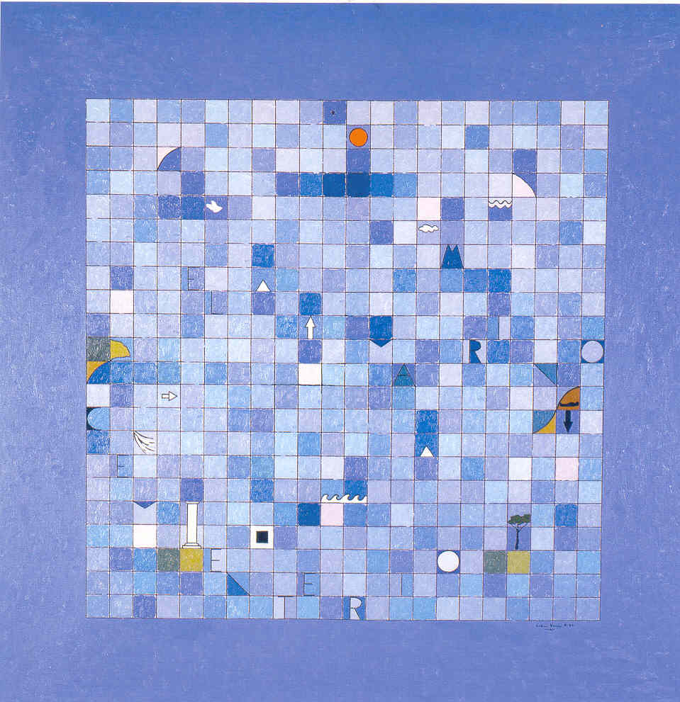 Cristina Navarro. "El cementerio marino". 1987. Oli/Llen. 150 X 150 cm.